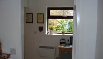 office with brown window