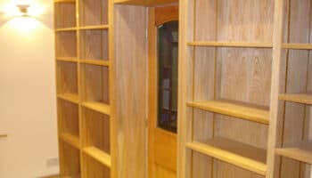 wooden shelves in garage conversion