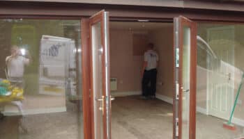 garage conversion with class windows and doors